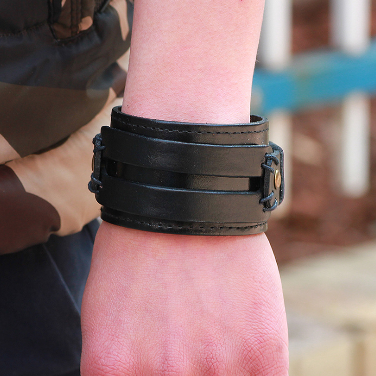 Classic Wide Leather Cuff for Men